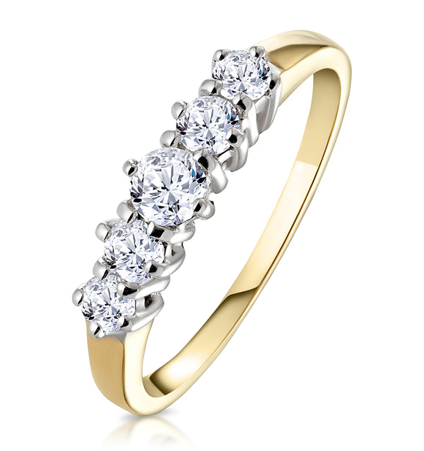 Ellie 18K Gold 5 Stone Diamond Eternity Ring 0.50CT G/VS